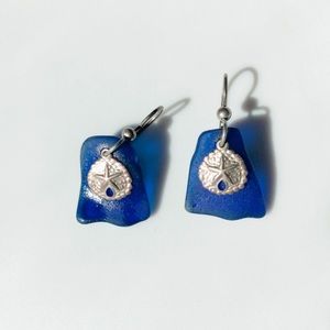Blue Sea Glass Earrings